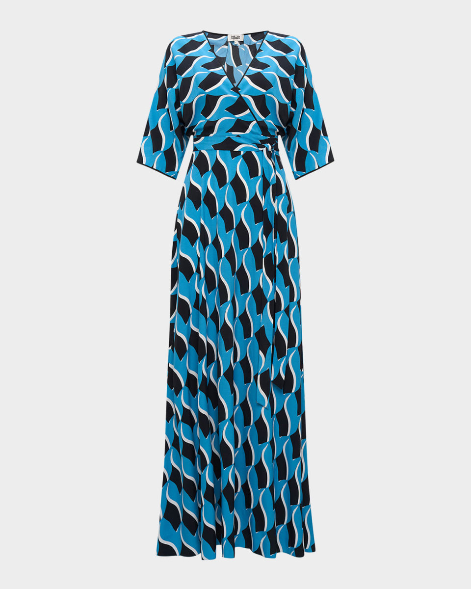 Eloise Geometric-Print Maxi Wrap Dress